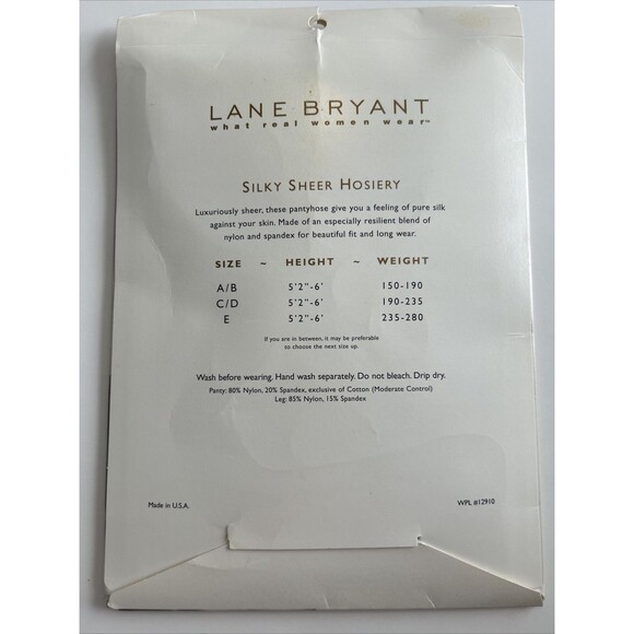 2 Pair Lane Bryant Silky Sheer Control Top Pantyhose In Off White Plus Size E - Picture 9 of 10